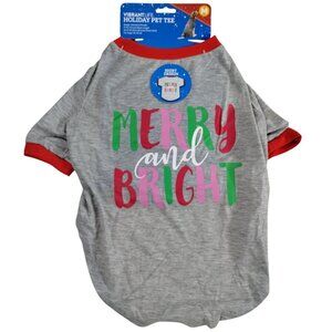 Vibrant Life Dog Medium Holiday Pet Tee Shirt Merry And Bright Outfit